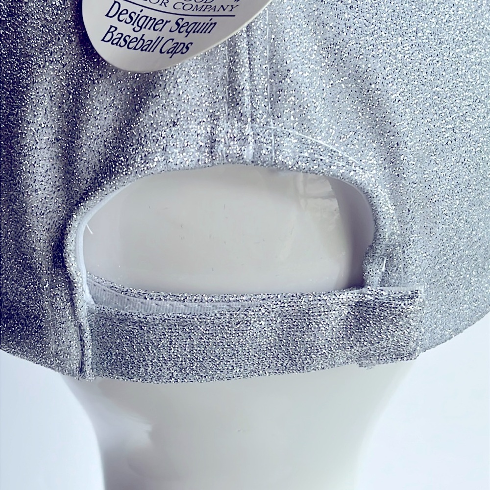 Silver Cap Hat Blingy Shiny Glitter Glitzy Ball Cap NWT - Picture 7 of 7